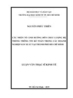 Các nhân tố ảnh hưởng đến chất lượng hệ thống thông tin kế toán trong các doanh nghiệp sản xuất tại Thành phố Hồ Chí Minh