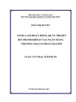 Nâng cao hoạt động quản trị rủi ro thanh khoản tại ngân hàng thương mại cổ phần Sài Gòn