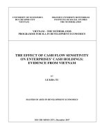 The effect of cash ﬂow sensitivity on enterprises'''' cash holdings: evidence from Vietnam