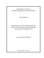 Phân tích mức sẵn lòng chi trả cho việc sử dụng nước sạch nông thôn trên địa bàn thị xã Hà Tiên, tỉnh Kiên Giang