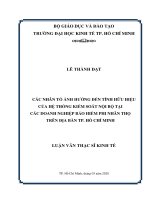 Các nhân tố ảnh hưởng đến tính hữu hiệu của hệ thống kiểm soát nội bộ tại các doanh nghiệp Bảo Hiểm phi nhân thọ trên địa bàn TP. Hồ Chí Minh
