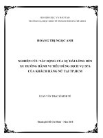 Nghiên cứu tác động của sự hài lòng đến xu hướng hành vi tiêu dùng dịch vụ spa của khách hàng nữ tại TP.HCM