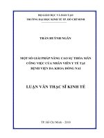 Một số  giải pháp nâng cao sự thỏa mãn công việc của nhân viên y tế tại Bệnh viện Đa khoa Đồng Nai