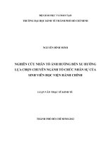 Nghiên cứu nhân tố ảnh hưởng đến xu hướng lựa chọn chuyên ngành Tổ chức nhân sự của sinh viên Học viện Hành chính