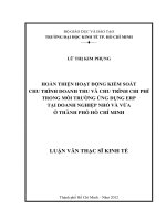 HOÀN THIỆN HOẠT ĐỘNG KIỂM SOÁT  CHU TRÌNH DOANH THU VÀ CHU TRÌNH CHI PHÍ TRONG MÔI TRƯỜNG ỨNG DỤNG ERP  TẠI DOANH NGHIỆP NHỎ VÀ VỪA  Ở THÀNH PHỐ HỒ CHÍ MINH