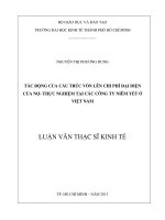 Tác động của cấu trúc vốn lên chi phí đại diện của nơ - Thực nghiệm tại các công ty niêm yết Việt Nam