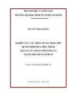 Nghiên cứu các nhân tố tác động đến quyết định mua thực phẩm tại các cửa hàng tiện lợi của người tiêu dùng Thành phố Hồ Chí Minh