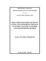 Hoàn thiện hoạt động dự báo số lượng Container rỗng cho hàng xuất khẩu tại công ty Maersk Line Thành Phố Hồ Chí Minh : Luận văn thạc sĩ