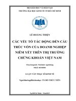 Các yếu tố tác động đến cấu trúc vốn của doanh nghiệp niêm yết trên thị trường chứng khoán Việt Nam