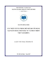 CÁC NHÂN TỐ TÁC ĐỘNG ĐẾN RỦI RO TÍN DỤNG TẠI NGÂN HÀNG TMCP ĐẦU TƯ VÀ PHÁT TRIỂN VIỆT NAM (BIDV)