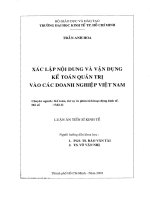 Xác lập nội dung và vận dụng kế toán quản trị vào các doanh nghiệp Việt Nam
