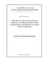 Phân tích các yếu tố ảnh hưởng đến ý định mua văn phòng phẩm trực tuyến của khách hàng: Nghiên cứu trường hợp tại Công ty Cổ phẩn Tập đoàn Thiên Long