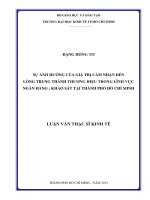 Sự ảnh hưởng của giá trị cảm nhận đến lòng trung thành thương hiệu trong lĩnh vực ngân hàng: hhảo sát tại TP.HCM