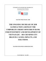 The ongoing decrease of job satisfaction amongst the corporate credit officers in bank for investment and development of vietnam jsc – Ho Chi Minh City Branch: causes, impacts, and solutions