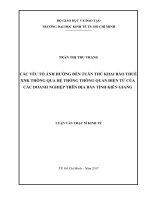 Các yếu tố ảnh hưởng đến tuân thủ khai báo thuế XNK thông qua hệ thống thông quan điện tử của các doanh nghiệp trên địa  bàn tỉnh Kiên Giang