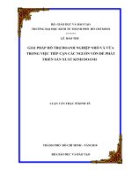 Giải pháp hỗ trợ doanh nghiệp nhỏ và vừa trong việc tiếp cận các nguồn vốn để phát triển sản xuất kinh doanh : Luận văn thạc sĩ