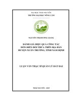 Đánh giá hiệu quả công tác dồn điền đổi thửa trên địa bàn huyện xuân trường, tỉnh nam định 