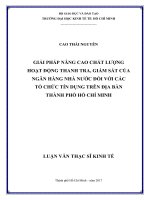 Giải pháp nâng cao chất lượng hoạt động thanh tra, giám sát của ngân hàng nhà nước đối với các tổ chức tín dụng trên địa bàn Thành Phố Hồ Chí Minh