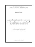 Các nhân tố ảnh hưởng đến hành vi tuân thủ thuế thu nhập cá nhân tại TP. HCM : luận văn thạc sĩ