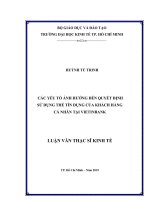 Các yếu tố ảnh hưởng đến quyết định sử dụng thẻ tín dụng của khách hàng cá nhân tại VietinBank