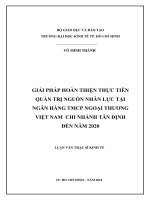 Giải pháp hoàn thiện thực hiện quản trị nguồn nhân lực tại Ngân hàng TMCP Ngoại Thương Việt Nam Chi nhánh Tân Định đến năm 2020