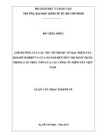 ẢNH HƯỞNG CỦA CÁC YẾU TỐ THUỘC VỀ ĐẶC ĐIỂM CỦA DOANH NGHIỆP VÀ CỦA NGÀNH ĐẾN MỨC ĐỘ NỢ SỬ DỤNG TRONG CẤU TRÚC VỐN CỦA CÁC CÔNG TY NIÊM YẾT VIỆT NAM