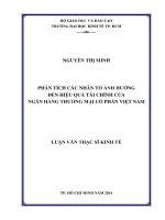 Phân tích các nhân tố ảnh hưởng đến hiệu quả tài chính của ngân hàng TMCP Việt Nam