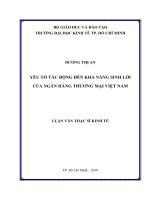 Yếu tố tác động đến khả năng sinh lời của ngân hàng thương mại Việt Nam