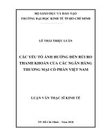 Các yếu tố ảnh hưởng đến rủi ro thanh khoản của các ngân hàng thương mại cổ phần Việt Nam