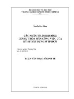 Các nhân tố ảnh hưởng đến sự thỏa mãn công việc của kỹ sư xây dựng ở TPHCM : Luận văn thạc sĩ