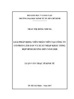 Giải pháp động viên nhân viên tại Công ty Cổ phần Lâm sản và Xuất nhập khẩu tổng hợp Bình Dương đến năm 2020