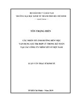 Các nhân tố ảnh hưởng đến việc vận dụng giá trị hợp lý trong kế toán tại các công ty niêm yết ở Việt Nam