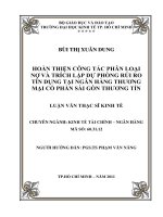 Hoàn thiện công tác phân loại nợ và trích lập dự phòng rủi ro tín dụng tại Ngân hàng thương mại cổ phần Sài Gòn Thương Tín
