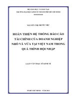 Hoàn thiện hệ thống báo cáo tài chính của doanh nghiệp nhỏ và vừa tại Việt Nam trong quá trình hội nhập