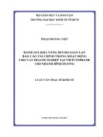 Đánh giá khả năng rủi ro gian lận báo cáo tài chính trong hoạt động cho vay doanh nghiệp tại Vietcombank chi nhánh Bình Dương