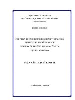 Các nhân tố ảnh hưởng đến hành vi lựa chọn dịch vụ vận tải hành khách - nghiên cứu trường hợp của Công ty Vận tải Anh Khoa