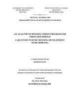 An analysis of housing credit program for urban hoausehold case study in HCMC Housing development bank(HDBANK)
