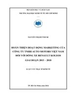 Hoàn thiện hoạt động marketing của công ty TNHH AUTO MOTORS Việt Nam đối với dòng xe RENAULT KOLEOS giai đoạn 2015 - 2018