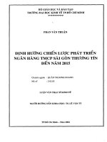 Định hướng chiến lược phát triển ngân hàng TMCP Sài Gòn Thương tín đến năm 2015 / Luận văn thạc sĩ