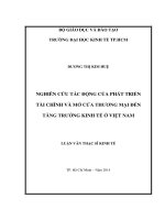 Nghiên cứu tác động của phát triển tài chính và mở cửa thương mại đến tăng trưởng kinh tế ở Việt Nam