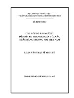 Các yếu tố ảnh hưởng đến rủi ro thanh khoản của các ngân hàng thương mại Việt Nam
