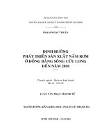 Định hướng phát triển sản xuất nấm rơm ở đồng bằng sông Cửu Long đến năm 2010 : Luận văn thạc sĩ