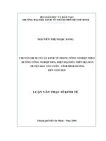 Chuyển dịch cơ cấu kinh tế trong nông nghiệp theo hướng công nghiệp hóa, hiện đại hóa trên địa bàn huyện Bắc Tân Uyên - tỉnh Bình Dương đến năm 2025
