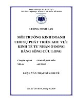 Môi trường kinh doanh cho sự phát triển khu vực kinh tế tư nhân ở đồng bằng sông Cửu Long