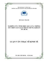 NGHIÊN CỨU TÍNH HIỆU QUẢ CỦA THÔNG TIN TRÊN SÀN GIAO DỊCH CHỨNG KHOÁN TP. HCM