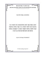 Các nhân tố ảnh hưởng mức độ thỏa mãn trong công việc của  nhân viên ngân hàng nông nghiệp và phát triển nông thôn Việt Nam tại Thành phố Hồ Chí Minh