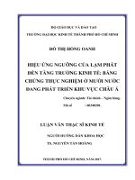 Hiệu ứng ngưỡng của lạm phát đến tăng trưởng kinh tế: bằng chứng  thực nghiệm của 10 nước đang phát triển khu vực châu Á