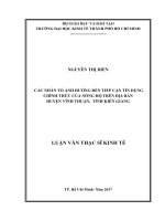 Các nhân tố ảnh hưởng đến tiếp cận tín dụng chính thức của nông hộ trên địa bàn huyện Vĩnh Thuận, tỉnh Kiên Giang