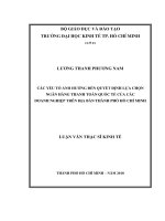 Các yếu tố ảnh hưởng đến quyết định lựa chọn ngân hàng thanh toán quốc tế của các doanh nghiệp trên địa bàn Thành phố Hồ Chí Minh