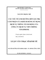 Các yếu tố ảnh hưởng đến giá trị cảm nhận của khách hàng sử dụng dịch vụ thông tin di động của Công ty Dịch vụ Viễn thông Vinaphone